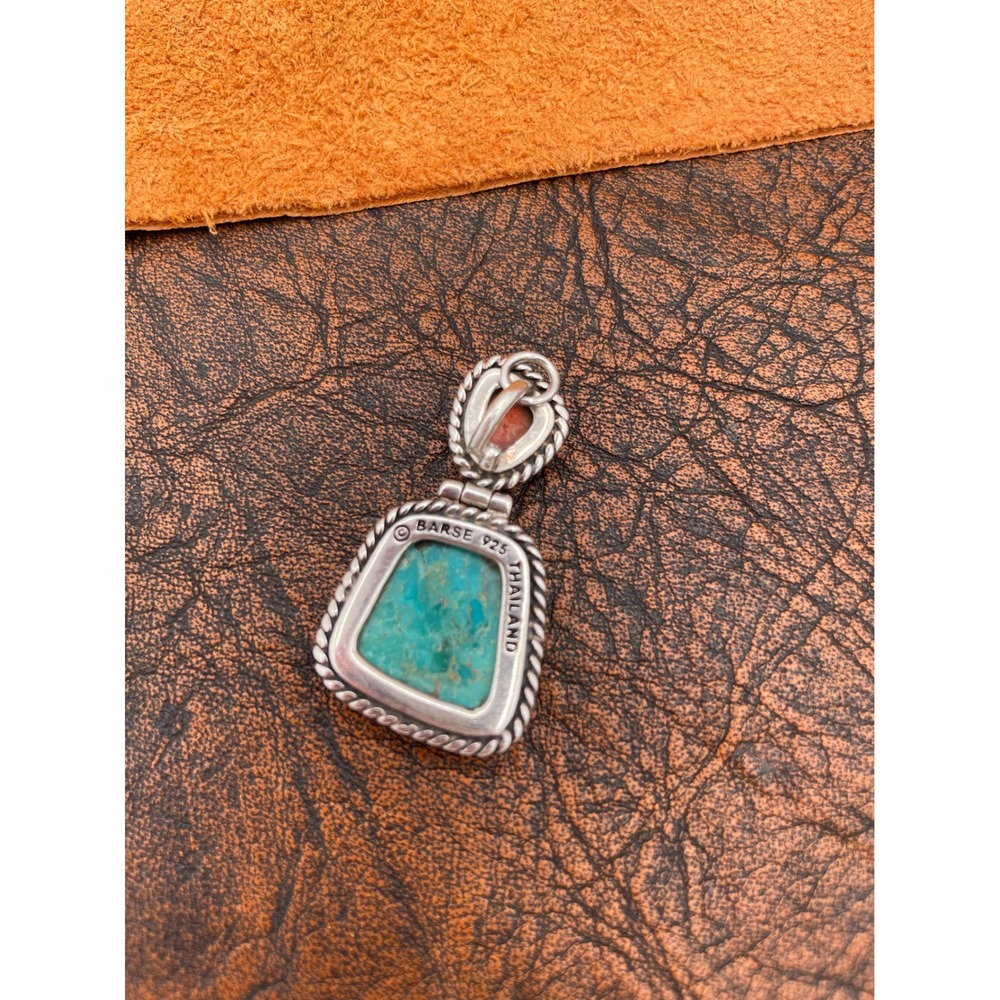 Studio Barse Sterling Silver Turquoise Coral Southwest Style Pendant - Picture 2 of 4
